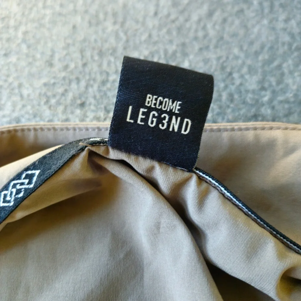 LEG3ND Tan Full Zip Performance Jacket Sz L Packable Windbreaker Running Stretch